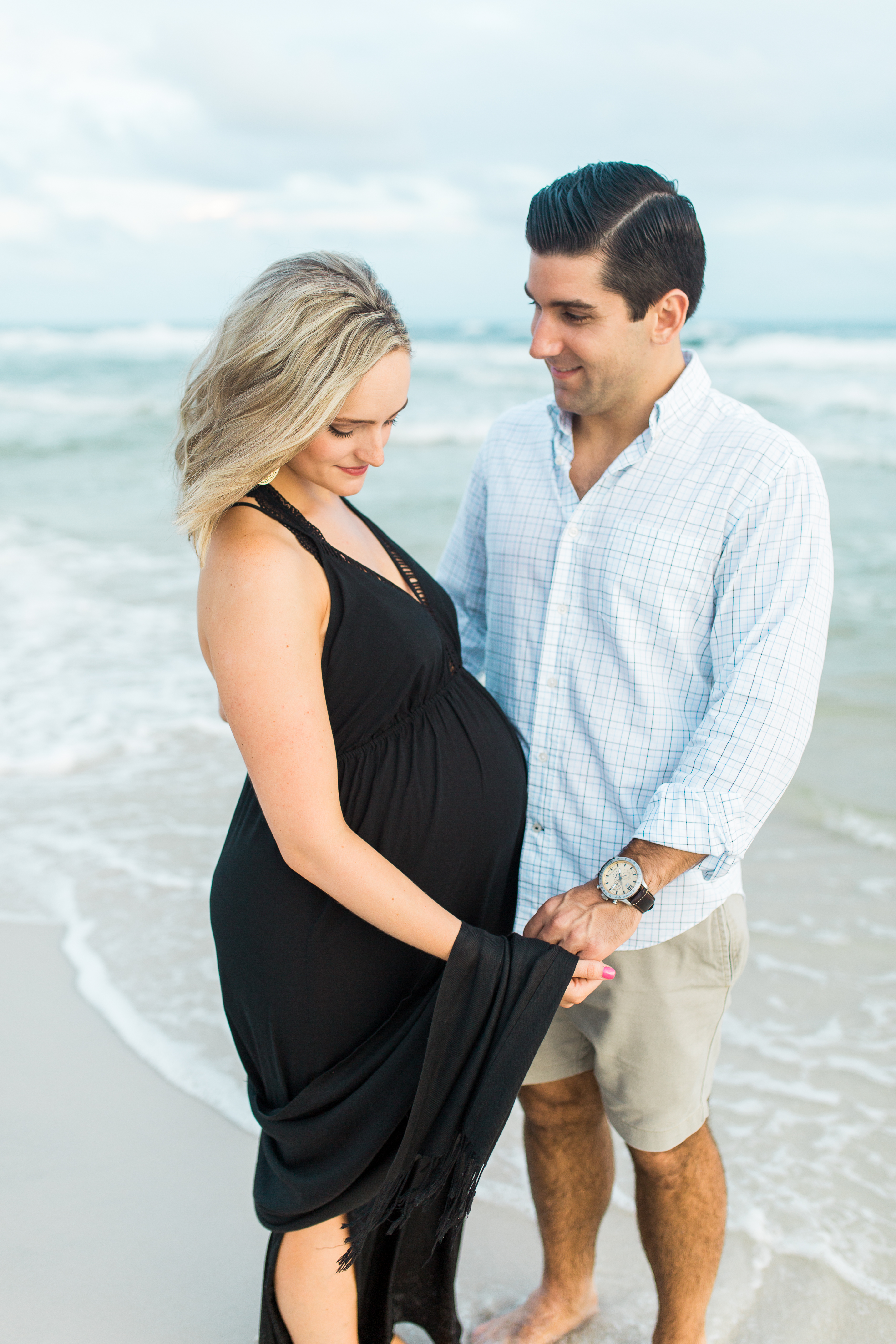 Rosemary Beach Florida maternity session on the beach with husband
