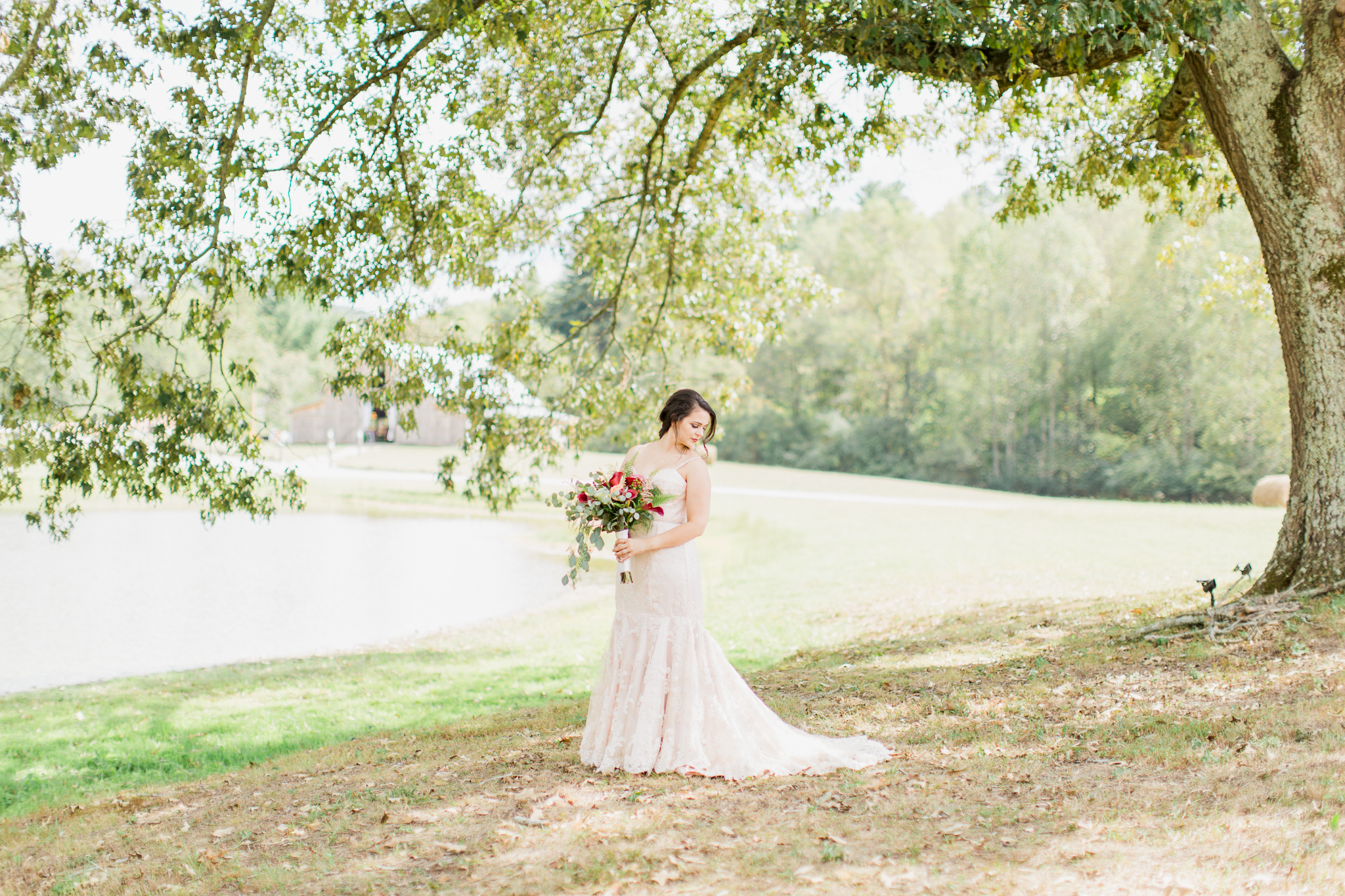 Bride and bouqet in ellijay georgia at deep south farm