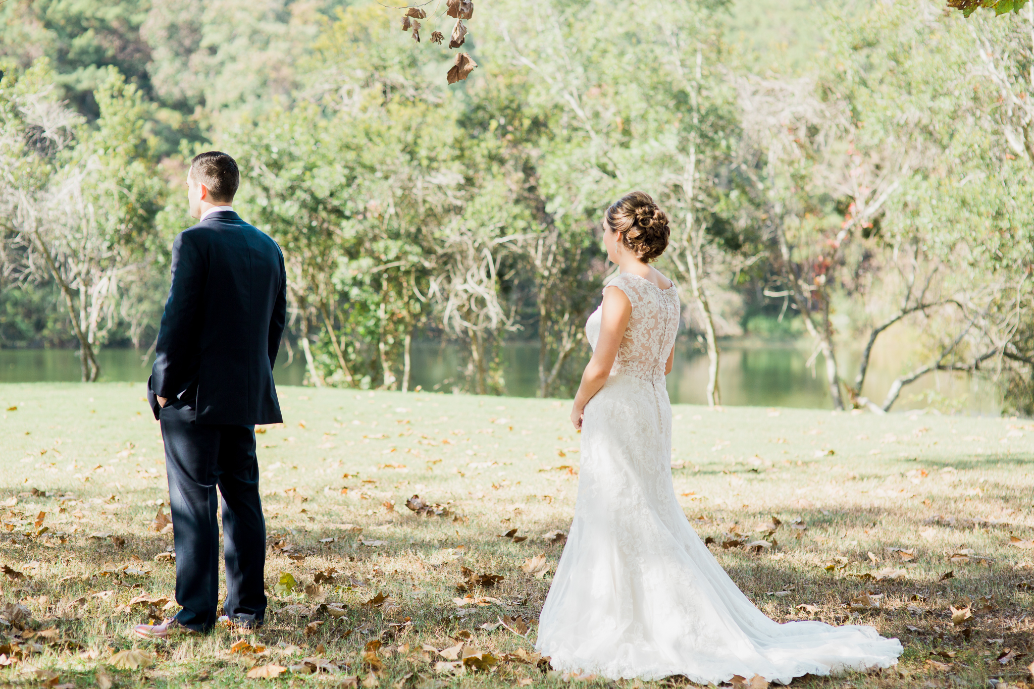 first look of bride and groom in swift creek niceville florida wedding