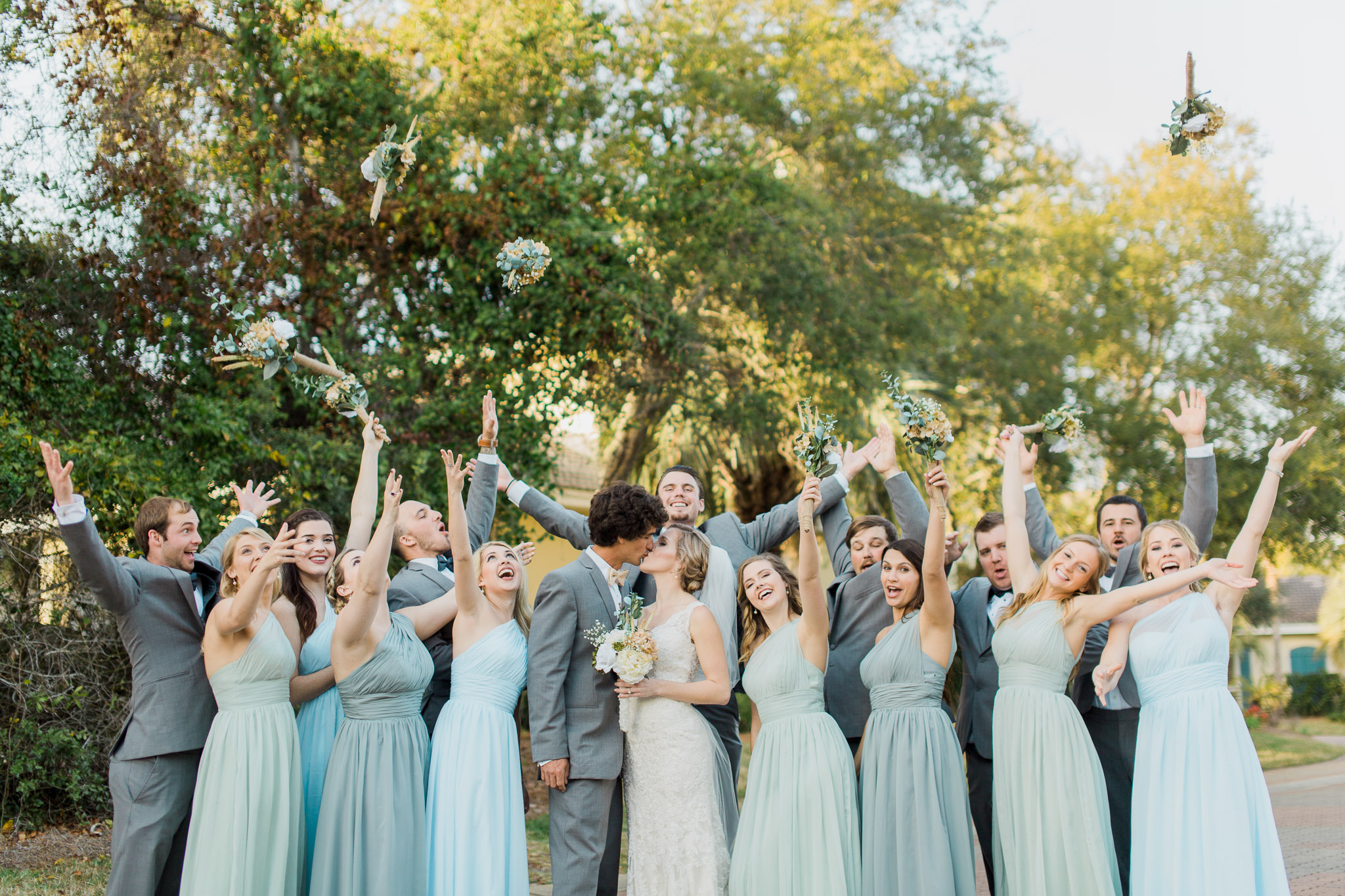 wedding party portraits of bride and groom in destin florida
